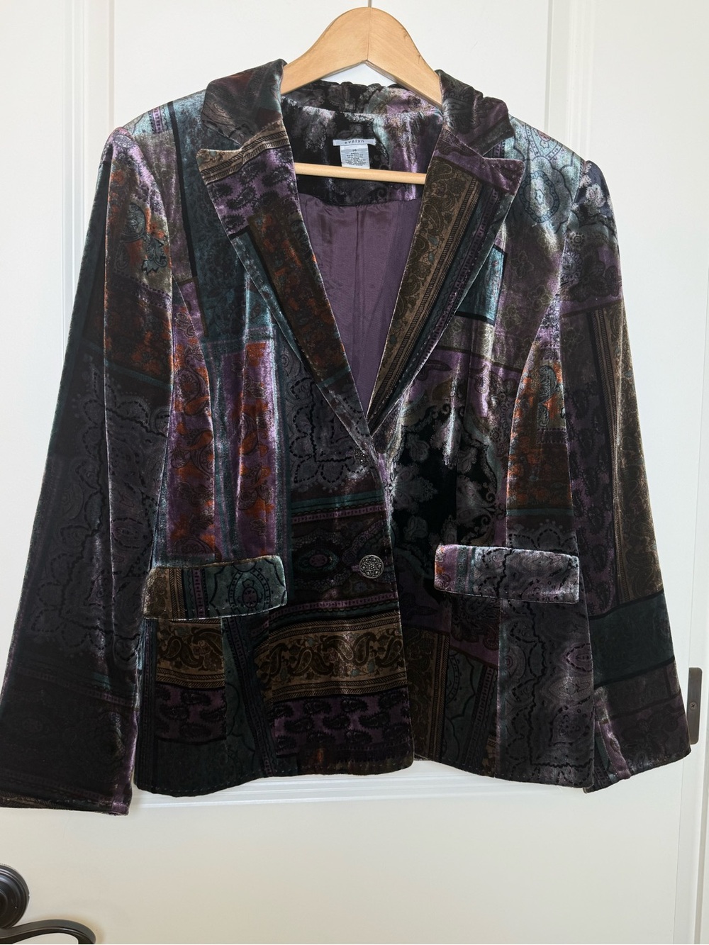 Evelyn Velvet Patchwork Paisley Blazer Jacket 14 Party Whimsigoth Tapestry Boho